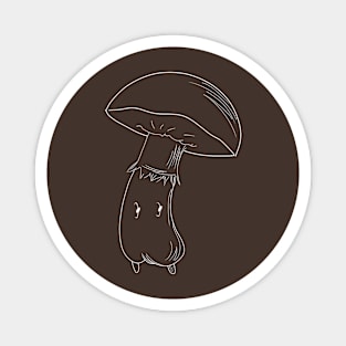 Boletus Mushroom White Lineart Magnet